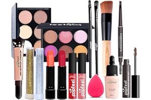 MKNZOME 16Pcs Kit de maquillage Complet, Polyvalent Ensemble de Cosmétique avec Fard à Paupières Palette Correcteur Fard à Joues Rouge à Lèvre pour Femme, Tout-en-un Mallette de Maquillage Beauté Set#1