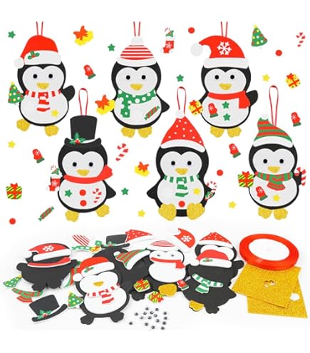 Kerstkaarten | Set van 5 | Pinguïn met soesjestoren illustratie | Illu