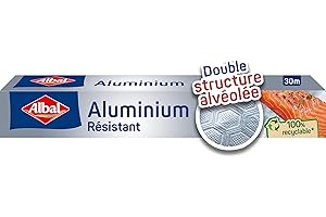 Albal - Film Aluminium 30m - Résistant - Double structure alvéolée - Four et barbecue
