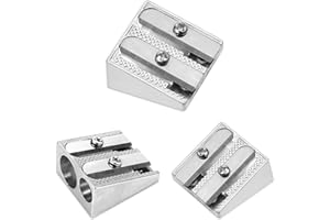 Solvica 3PCS Metal Pencil Sharpener with 2 Holes, Manual, Silver, Pencil Sharpener for Kids, Home, School, Office Stationery