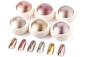 BISEHNGYF 6 Cajas Polvo de Uñas de Cromo, De Polvos Efecto Espejo Para Manicura Y Nail Art Rosa/Oro/Cromo Brillo Y Microperla