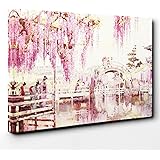 Big Box Art Canvas Print Wall Art Ella Du Cane Japanese Oriental Wisteria, Kameido | Mounted & Stretched Box Frame Picture | Home Decor for Kitchen, Living Room, Bedroom, Multi-Colour, 30x20 Inch