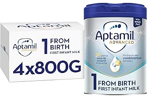 Aptamil Advanced 1 First Infant Baby Milk Powder Formula, from Birth, 800g (Pack of 4)