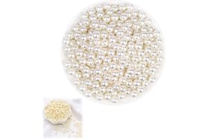 SIQIAN Pearl Beads for Crafting, 200Pcs Off-White Fake Pearls, 6mm Sew-on Beads with Holes for Jewelry Making, DIY Bracelets, Necklaces, Hair Accessories, and Craft Projects