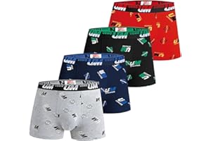 TRENDY BOY Caleçons Boxers en Coton pour Garçons, Lot de 4 – Boxers Ultra Doux, Multicolore, Tailles 6-16 Ans