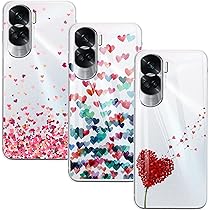 GEJEFA Cover per Honor 200, 3 Pack Sottile Morbido TPU Bumper Silicone Antiurto Protettiva Custodia per Honor 200 con Disegni Cuore