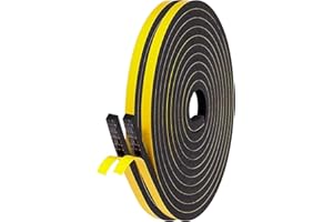 GUKOY Uszczelka do drzwi, taśma uszczelniająca, samoprzylepna, 6 mm (szer.) x 6 mm (śr.) / 10 m (dł.) do drzwi, okien, taśma piankowa, gumowa uszczelka do izolacji akustycznej kolizji, czarna