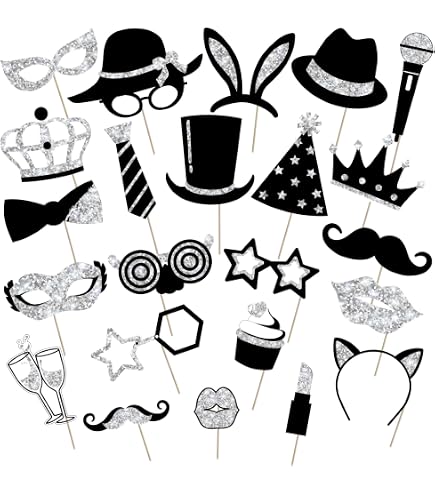 5-teiliges Fotobooth-Set Mit Hut, Schnurrbart, Brille - Lustige Selfie-Requisiten