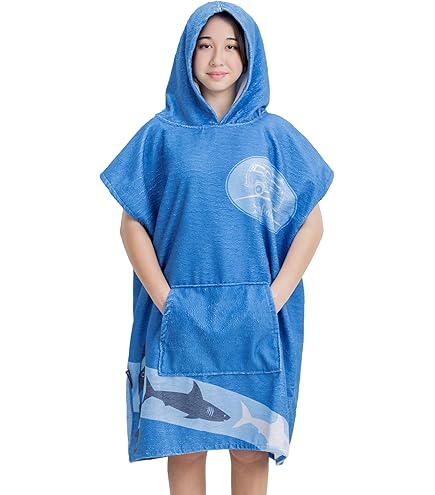 badstof poncho voor kinderen - Badponcho voor jongens en meisjes - Met badstof poncho voor kinderen - Badponcho voor jongens en meisjes - Met