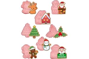 KGDUYC Moldes Galletas Navidad, 8 piezas Cortadores de Galletas de Navidad 3D Cortador para Galletas Plástico Molde Galletas para Niños, para cookie fondant decoración de pasteles