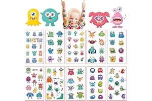 ‎TSLINC Tslinc Tattoo Kinder Monster Tattoos Set, 10 Blätter Kindertattoos Kinder/Jungen/Mädchen Cool Tiere Hautfreundlich Temporäre, Aufkleber für Kindergeburtstag Mitgebsel, Party (Monster)