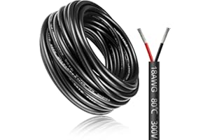LIGHTINGWILL 10 Meter 18AWG 2x0,75mm² Elektrischer Draht, 2 Adrig Kabel 5V/12V/24V Stromkabel Verzinntes Kupferkabel，Flexibel und Weich Niedrige Impedanz Hohe Temperaturbeständigkeit Verlängerungskabel