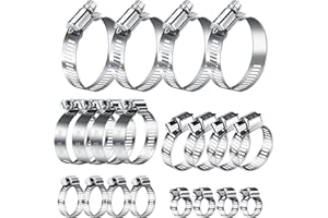 MKITNVY Abrazadera de Manguera Set 20 piezas,Abrazaderas Metalicas Abrazaderas de Tornillo,6–12/13–19/16–25/21–38/27–51 mm de acero inoxidable para Tubo Piscina, Auto, Jardín, Lavavajillas