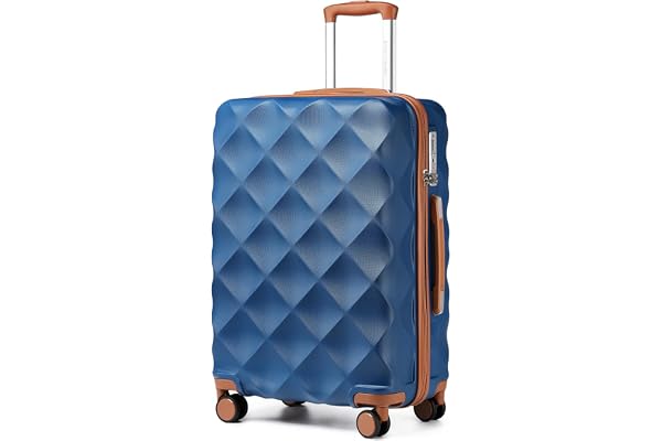 British Traveller Valise Grande Taille 74.5x49x30.5cm,Valise Soute 91L Rigide et Légère avec 4 roulettes 360° et Serrure TSA Idéale pour Voyages Longs(Marine/Brun)
