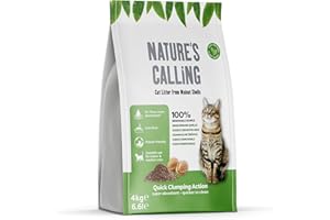 Nature's Calling 4Kg Walnut Shell Cat and Kitten Litter, Ultra Absorbent Clumping Litter, Biodegradable with Superior Odour Control Eco Friendly