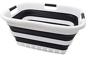 Sammart 41 Litre Panier à linge pliable en plastique 3 poignées – Boîte de rangement pliable et rétractable – Cuve de nettoyage portable – Panier économiseur d'espace