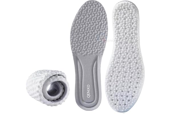 Qenixo Memory Foam Insoles Super Soft, Shock Absorbing Shoe Inserts for Plantar Fasciitis, Foot Pain Relief & Odour Control Breathable, High Elastic Cloud Soles for Running, Sports & Daily Use (Unisex Free Size)