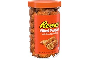 Reese's Stuffed Pretzels, Peanut Butter Pretzel Nuggets, Crispy, Ready to Eat, Sweet and Salty Snack, 530ml Jar