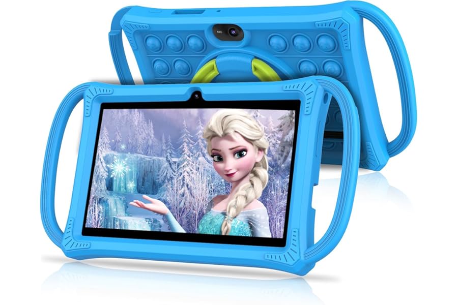 VASOUN Kids Tablet 7 inch, Android 13 Tablet for Kids, Toddler Tablets with Shockproof Case, 4GB(2+2) RAM 32GB ROM, Parental Control, GMS Certified WiFi Dual Camera with Eye Protection (Blue)
