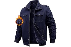 Niwicee Chaqueta Hombre Invierno Militar Cazadora Jacket Forro de lana Chaquetas de Trabajo Con Múltiples Bolsillos Cortaviento Casual Cálida Chaqueta de Algodón