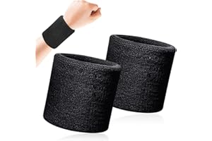 Quelcc 2 Pièces Bandeau Poignet, Sport Poignet, Sport Bandeau de Poignet en Coton Doux, Brassard Éponge Absorbant, pour Gym Tennis Course Basket-Ball