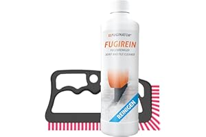 FUGINATOR® Brosse à joints gris/rose avec nettoyant pour joints 250 ml – Kit de nettoyage des joints – Brosse pour le nettoyage des joints dans la salle de bain, la cuisine et la maison