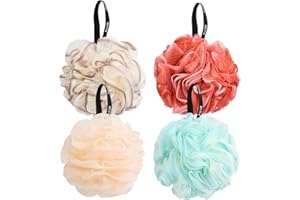 DISNACE Éponge de Douche 4 Pièces Bain Douche Éponge 50g Boules de Bain pour le Corps Accessoires de Bain Colorés Grandes Éponge de Massage pour le Corps Confortable et Douce pour le Bain Femmes Hommes
