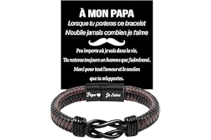 Coldbling Cadeau Fete des Peres - Bracelet Homme Cadeau Papa Anniversaire Noel, Bracelet en Cuir avec Gravure Papa Je t'aime, Idee Cadeaux Fête des Pères Noël Anniversaire Papa Pere Original