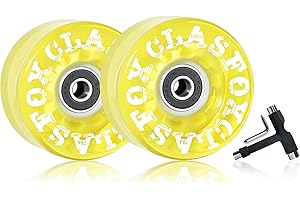 CLAS FOX 78A Indoor or Outdoor 65x35mm Quad Roller Skate Wheels with ABEC-9 Bearings 8 Pcs (Yellow)