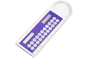 SANWOOD Mini calculatrice, règle de poche portable, mini calculatrice solaire transparente avec loupe pour enfants et étudiants (violet)