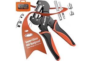 Preciva Occhiellatrice - 400 Occhielli Metallici (Ø6mm e Ø10mm) Pinza per Occhielli per Teloni Tende Tessuti PVC Carta, Teste Intercambiabili, Puncher, Custodia Portatile