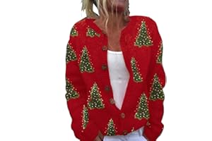 Couawaticy Women's Floral Print Long Sleeve V-Neck Sweaters Button Down Ribbed Cuffs Knit Cropped Cardigan Sweater