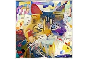 CLOUDSHANG Colorato Gatto Poster Astratto Animale Parete Arte Quadro Kandinsky Quadri Kandinsky Manifesto Colorato Gatto Tela Arte Disegno Soggiorno Camera parete Decorazioni D06093