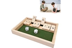 Chiluxendo Shut the Box Game 2 Giocatori, the Box Classico Gioco da Tavolo In Legno, Gioco Dadi Matematica con 9 Numeri, Calcolo Dei Numeri Wooden Board Game con 2 Dadi