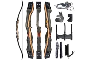 TOPARCHERY Recurve Bow for Adult & Youth Beginner, 62" Wooden Takedown Recurve Hunting Bow for Outdoor Training Practice Right Handed 20-50LB