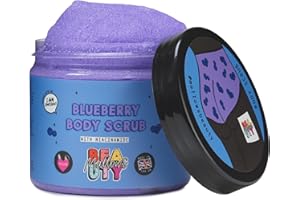 Mallows Beauty Foaming Blueberry Body Scrub with Niacinamide, Exfoliating Body Scrub, Nourishes and Moisturises, Prevents Strawberry Legs, Vegan and Handmade in the UK, 200g