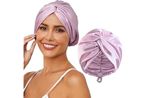 OTO BELLA Adjustable Silk Satin Hair Bonnet for Sleeping, Double Layer Hair Wrap Sleep Cap Turban for Women Men, Curly Straight Hair Long Large Braid Unisex