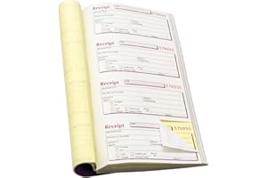 Pukka Pad, dupli autocopiants reçu livre 140 x 276 mm. 4 reçus par page. duplicata 200 Jeux.. micro-perforée série numérotées. Coutures livre dcu1520 latéraux.