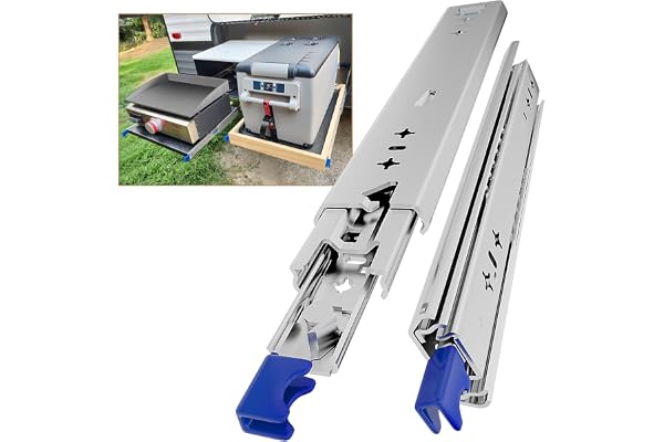 AOLISHENG Glissiere Pour Tiroir Charge Lourde 1000 mm Avec Serrure Charge max 120 kg Pour Camping Car & Van Latéral Coulisse de Tiroir Sortie Totale Rail Coulissant Glissière a Bille 1 Paire(2 pièces)