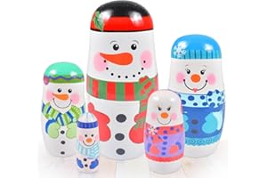 FGen 5 Stücken Weihnachten Russische Holz,Russische Nesting Dolls Weihnachtsmann,Nistpuppen Russische für Weihnachtsfeier
