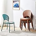 Maple Home Decoration Dining Chairs Plastic Stacking Modern Molded Side Chair Modern Molded Kitchen and Dining Room Chair Indoor Outdoor (Black)