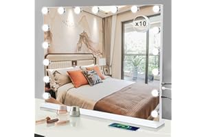 Buildonely Lusterko do makijażu z oświetleniem, 14 diod LED, możliwość ściemniania, 3 tryby świecenia, lustro Hollywood z oświetleniem, lustro stołowe, lustro ścienne, sterowanie dotykowe