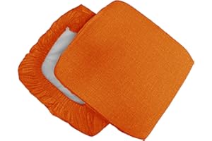 Russo Tessuti 6 Cuscini Sedie Cucina Coprisedia Imbottiti Tinta Unita Vari Colori Elastico-Arancione