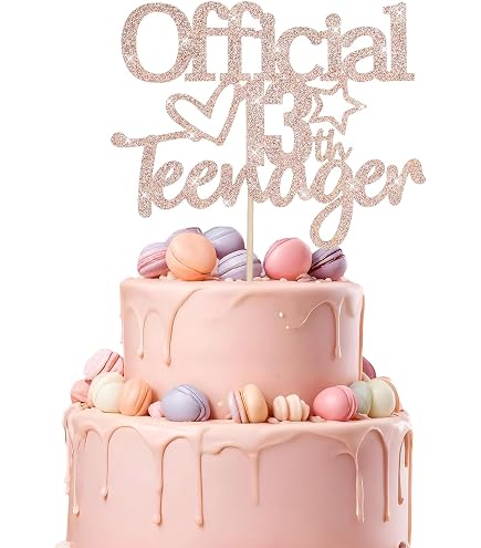 ALLY-MAGIC Tortenaufsatz Zum 13. Geburtstag – Roségold, Glitzernd, Happy 13th Birthday, Nicht Essbar
