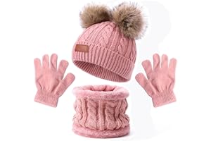 NVTRSD 3 Stück Kinder Wintermütze Schal Handschuhe Set - Strickmütze Beanie Hut für Jungen Mädchen - Warme Winter Bekleidung