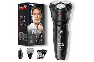 RATEGIST Cordless Electric Razor for Men: 3-in-1 Shaver for Beard/Nose/Sideburns - IPX7 Waterproof Travel Kit - Turbo Speed & Precision Blades