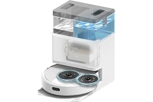 iRobot Roomba Plus 405 Combo con Base AutoWash multifunción y autolimpiable, Lavado y Secado mopas DualClean elevables, Clearview LiDAR,75 días de autovaciado, Doble fregado con SmartScrub, App_B