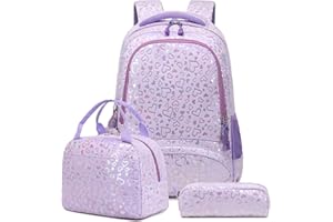 Kimwadalh Cartable Primaire Sac à Dos pour Filles Amour Sac à Dos pour Enfants,Léger Cartable 3 PCS Ensemble de Sacs d'école,avec Sac à Lunch et Trousse