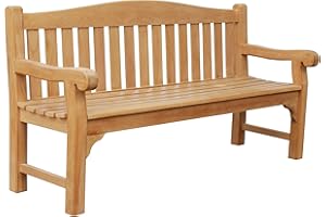 BrackenStyle Oxford Teak Garden Bench - 180cm 4 Person Park Seat - Incredibly Durable Manufactured From Grade A Teak - Flat Packed Easy Construction for Outdoor Garden Patios