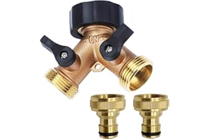 Tesmotor Distribuidor 2 Vías para Grifo Jardin, Distribuidor de 2 Vías Adaptador Manguera Grifo con Conector BSP de 2 3/4 Pulgadas